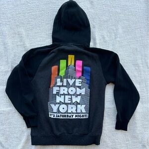 Universal Studios Black 'SNL' Graphic Hoodie with Neon Stripes